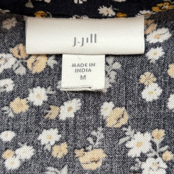 J. Jill Mustard Yellow Embroidered Floral Print Tunic Dress Women’s Medium - Picture 9 of 12